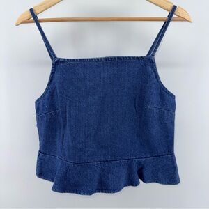American Eagle Denim Ruffle-Hem Tank Top